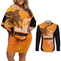 Custom Hyderabad India Cricket Couples Matching Off Shoulder Short Dress and Long Sleeve Button Shirt Go Sunrisers Eagle