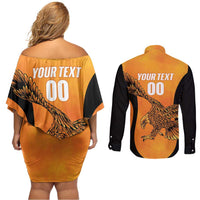 Custom Hyderabad India Cricket Couples Matching Off Shoulder Short Dress and Long Sleeve Button Shirt Go Sunrisers Eagle