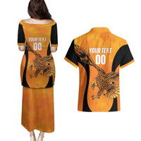 Custom Hyderabad India Cricket Couples Matching Puletasi and Hawaiian Shirt Go Sunrisers Eagle