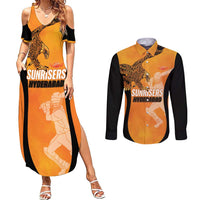 Custom Hyderabad India Cricket Couples Matching Summer Maxi Dress and Long Sleeve Button Shirt Go Sunrisers Eagle