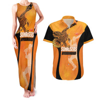 Custom Hyderabad India Cricket Couples Matching Tank Maxi Dress and Hawaiian Shirt Go Sunrisers Eagle