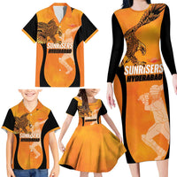 Custom Hyderabad India Cricket Family Matching Long Sleeve Bodycon Dress and Hawaiian Shirt Go Sunrisers Eagle