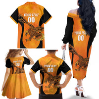 Custom Hyderabad India Cricket Family Matching Off The Shoulder Long Sleeve Dress and Hawaiian Shirt Go Sunrisers Eagle
