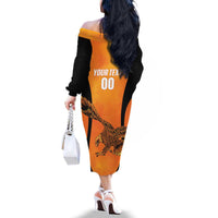 Custom Hyderabad India Cricket Family Matching Off The Shoulder Long Sleeve Dress and Hawaiian Shirt Go Sunrisers Eagle