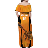 Custom Hyderabad India Cricket Family Matching Off Shoulder Maxi Dress and Hawaiian Shirt Go Sunrisers Eagle