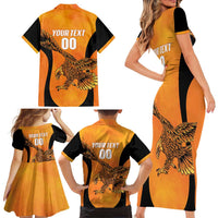 Custom Hyderabad India Cricket Family Matching Short Sleeve Bodycon Dress and Hawaiian Shirt Go Sunrisers Eagle
