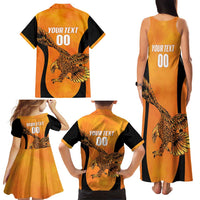 Custom Hyderabad India Cricket Family Matching Tank Maxi Dress and Hawaiian Shirt Go Sunrisers Eagle