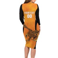 Custom Hyderabad India Cricket Long Sleeve Bodycon Dress Go Sunrisers Eagle