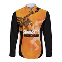 Custom Hyderabad India Cricket Long Sleeve Button Shirt Go Sunrisers Eagle