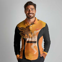 Custom Hyderabad India Cricket Long Sleeve Polo Shirt Go Sunrisers Eagle