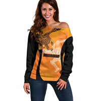 Custom Hyderabad India Cricket Off Shoulder Sweater Go Sunrisers Eagle