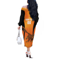 Custom Hyderabad India Cricket Off The Shoulder Long Sleeve Dress Go Sunrisers Eagle