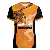 Custom Hyderabad India Cricket Women V-Neck T-Shirt Go Sunrisers Eagle