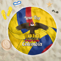 Personalised Colombia Independence Day Beach Blanket 1810 Libertad y Orden