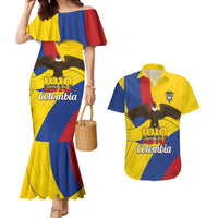Personalised Colombia Independence Day Couples Matching Mermaid Dress and Hawaiian Shirt 1810 Libertad y Orden