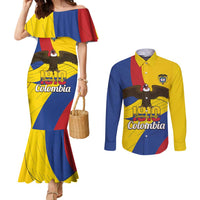 Personalised Colombia Independence Day Couples Matching Mermaid Dress and Long Sleeve Button Shirt 1810 Libertad y Orden