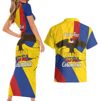 Personalised Colombia Independence Day Couples Matching Short Sleeve Bodycon Dress and Hawaiian Shirt 1810 Libertad y Orden