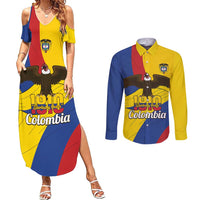 Personalised Colombia Independence Day Couples Matching Summer Maxi Dress and Long Sleeve Button Shirt 1810 Libertad y Orden