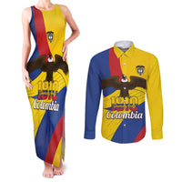 Personalised Colombia Independence Day Couples Matching Tank Maxi Dress and Long Sleeve Button Shirt 1810 Libertad y Orden
