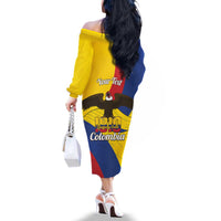 Personalised Colombia Independence Day Family Matching Off The Shoulder Long Sleeve Dress and Hawaiian Shirt 1810 Libertad y Orden