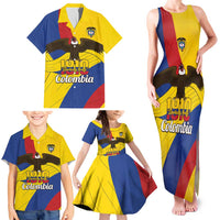 Personalised Colombia Independence Day Family Matching Tank Maxi Dress and Hawaiian Shirt 1810 Libertad y Orden