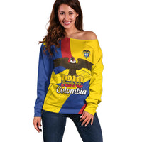 Personalised Colombia Independence Day Off Shoulder Sweater 1810 Libertad y Orden