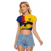 Personalised Colombia Independence Day Raglan Cropped T Shirt 1810 Libertad y Orden
