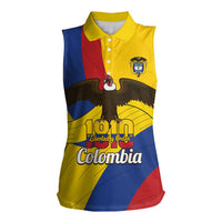 Personalised Colombia Independence Day Women Sleeveless Polo Shirt 1810 Libertad y Orden