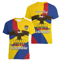 Personalised Colombia Independence Day Women V-Neck T-Shirt 1810 Libertad y Orden