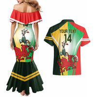 Custom South Africa And Wales Rugby Couples Matching Mermaid Dress and Hawaiian Shirt Springboks Welsh Mascots Dynamic Version - Wonder Print Shop