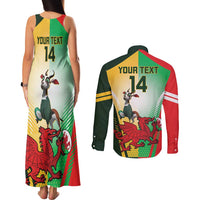 Custom South Africa And Wales Rugby Couples Matching Tank Maxi Dress and Long Sleeve Button Shirt Springboks Welsh Mascots Dynamic Version - Wonder Print Shop