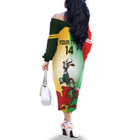 Custom South Africa And Wales Rugby Family Matching Off The Shoulder Long Sleeve Dress and Hawaiian Shirt Springboks Welsh Mascots Dynamic Version - Wonder Print Shop