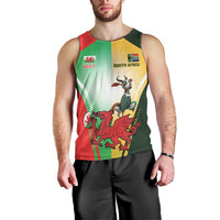Custom South Africa And Wales Rugby Men Tank Top Springboks Welsh Mascots Dynamic Version - Wonder Print Shop