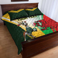 Custom South Africa And Wales Rugby Quilt Bed Set Springboks Welsh Mascots Dynamic Version - Wonder Print Shop
