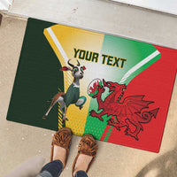 Custom South Africa And Wales Rugby Rubber Doormat Springboks Welsh Mascots Dynamic Version - Wonder Print Shop