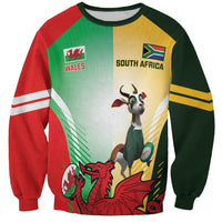 Custom South Africa And Wales Rugby Sweatshirt Springboks Welsh Mascots Dynamic Version - Wonder Print Shop