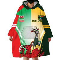 Custom South Africa And Wales Rugby Wearable Blanket Hoodie Springboks Welsh Mascots Dynamic Version - Wonder Print Shop