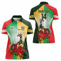 Custom South Africa And Wales Rugby Women Polo Shirt Springboks Welsh Mascots Dynamic Version - Wonder Print Shop