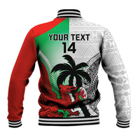 Custom Fiji And Wales Rugby Baseball Jacket Fijian Tapa Welsh Mascots Dynamic Version - Wonder Print Shop