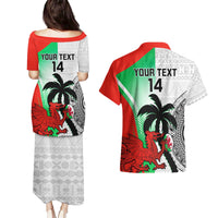 Custom Fiji And Wales Rugby Couples Matching Puletasi and Hawaiian Shirt Fijian Tapa Welsh Mascots Dynamic Version - Wonder Print Shop