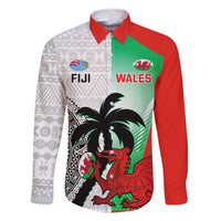 Custom Fiji And Wales Rugby Family Matching Mermaid Dress and Hawaiian Shirt Fijian Tapa Welsh Mascots Dynamic Version - Wonder Print Shop