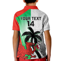 Custom Fiji And Wales Rugby Kid Polo Shirt Fijian Tapa Welsh Mascots Dynamic Version - Wonder Print Shop