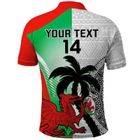 Custom Fiji And Wales Rugby Polo Shirt Fijian Tapa Welsh Mascots Dynamic Version - Wonder Print Shop