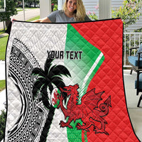 Custom Fiji And Wales Rugby Quilt Fijian Tapa Welsh Mascots Dynamic Version - Wonder Print Shop