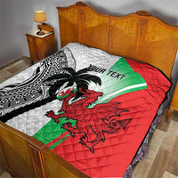 Custom Fiji And Wales Rugby Quilt Fijian Tapa Welsh Mascots Dynamic Version - Wonder Print Shop