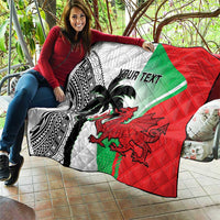 Custom Fiji And Wales Rugby Quilt Fijian Tapa Welsh Mascots Dynamic Version - Wonder Print Shop