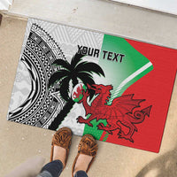 Custom Fiji And Wales Rugby Rubber Doormat Fijian Tapa Welsh Mascots Dynamic Version - Wonder Print Shop