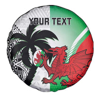 Custom Fiji And Wales Rugby Spare Tire Cover Fijian Tapa Welsh Mascots Dynamic Version - Wonder Print Shop