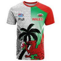 Custom Fiji And Wales Rugby T Shirt Fijian Tapa Welsh Mascots Dynamic Version - Wonder Print Shop