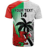 Custom Fiji And Wales Rugby T Shirt Fijian Tapa Welsh Mascots Dynamic Version - Wonder Print Shop
